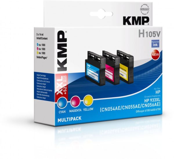 KMP H105V Tintenpatrone ersetzt HP 933XL (CN054AE, CN055AE, CN056AE)