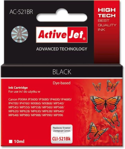 TIN ACTIVEJET AC-521BR Refill für Canon CLI-521BK black