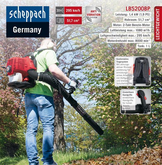 Scheppach Backpack Laubbläser LB2500BP