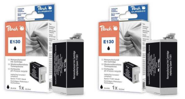 Peach Doppelpack Tintenpatronen schwarz kompatibel zu Epson T1301