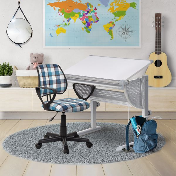 hjh OFFICE Kinderschreibtisch BELIA neigbar & höhenverstellbar Schreibtisch mit Ablage, Weiß/Silber