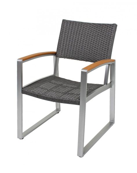 Harms Stuhl mit Armlehnen AVA, 2er-Set, graues Kunststoffgeflecht