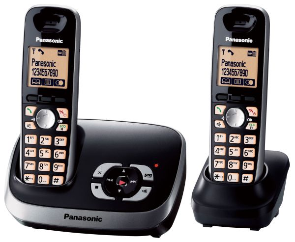 Panasonic - Schnurloses Telefon KX-TG 6522GB Twin, schwarz
schnurl. Dect-Telefon mit Zusatzset + AB