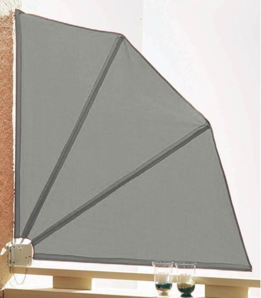Grasekamp Balkonfächer 120 x 120 cm Grau mit Wandhalterung Trennwand Sichtschutz