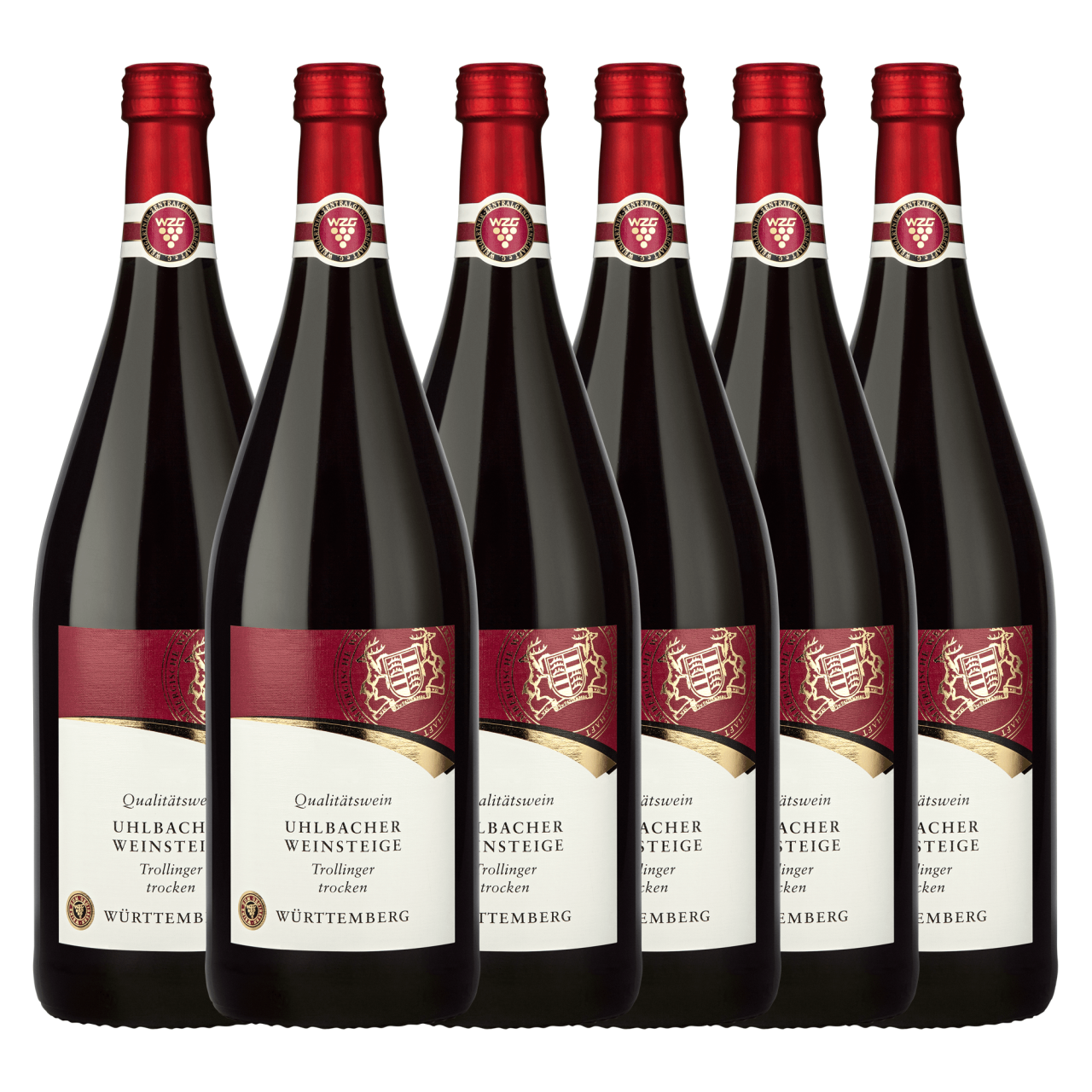 Uhlbacher Weinsteige Trollinger Qualitätswein trocken 1,0L 6er Karton Württembergische WZG Norma24 DE