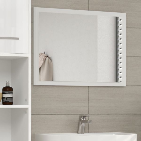 Badspiegel 45 x 60cm Weiß hochglanz Badezimmerspiegel Spiegel Hängespiegel