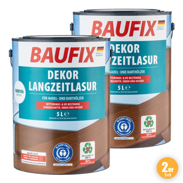 Baufix Dekor-Langzeitlasur, Nussbaum - 2er Set