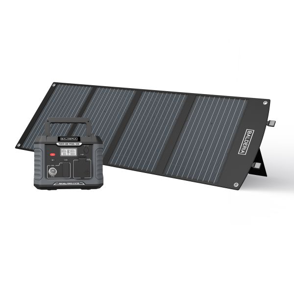 BALDERIA Power Set PS500-120: Solar-Generator, Kraftwerk, Tragbare Powerstation 400Wh + Solarpanel 1