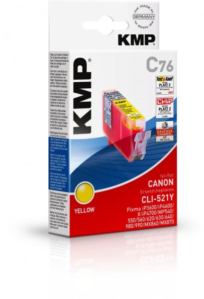 KMP C76 Tintenpatrone ersetzt Canon CLI521Y (2936B001)