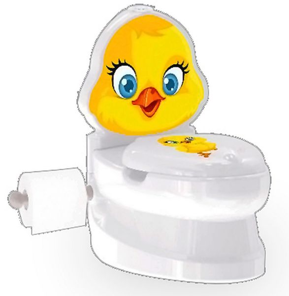 JAMARA-460956-Meine kleine Toilette Küken mit Spülsound und Toilettenpapierhalter