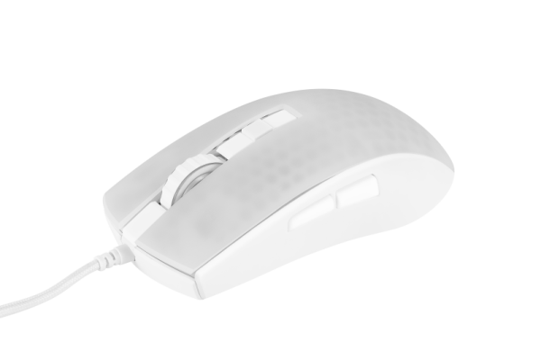DELTACO RGB Gaming Maus, semi-transparent, ultraleicht, weiß