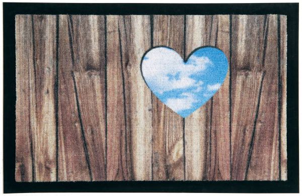 Lifetex Digitaldruck-Schmutzfangmatte, ca. 40 x 60 cm - Herzausschnitt auf Holz