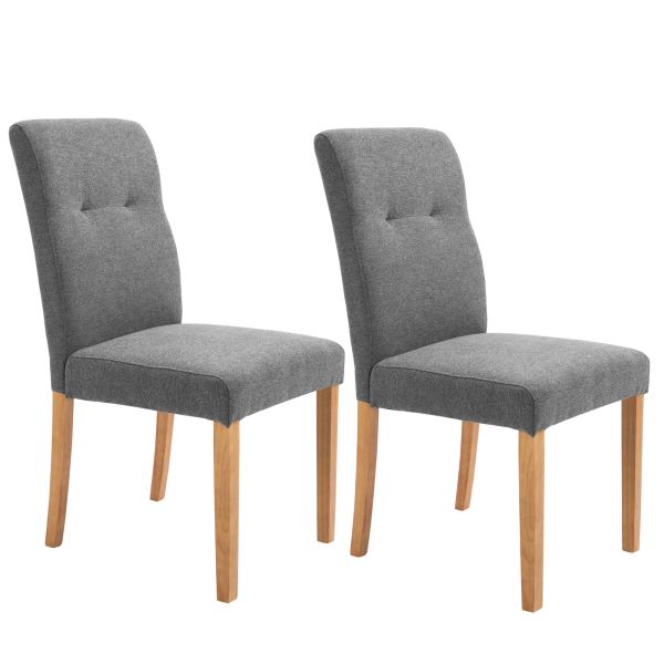 2er-Set Esszimmerstühle Polsterstuhl Küchenstuhl mit Rückenlehne Grau
