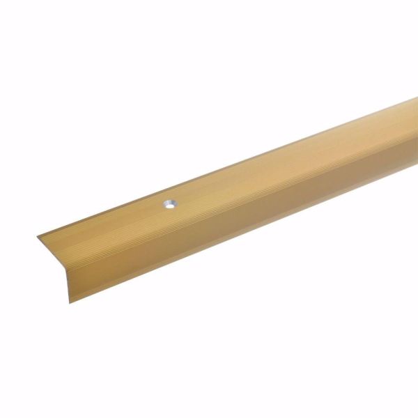 acerto® Alu Treppenwinkel-Profil 100cm 22x30mm gold gebohrt