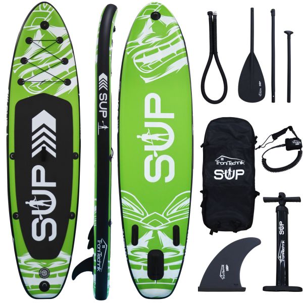 Standup Paddle Board SUP, inkl. umpfangreichen Zubehör, Paddel und Hochdruckpumpe, Farbe Grün in Grö