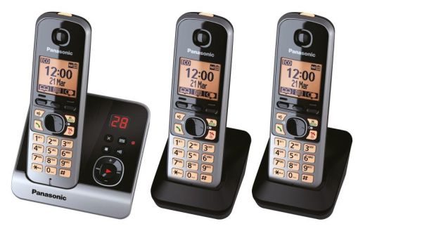Panasonic schnurloses Dect-Telefon mit 2 Zusatzset KX-TG 6723 GB schwarz