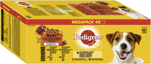 PEDIGREE Portionsbeutel Megapack Adult in Gelee Multipack 40 x 100g