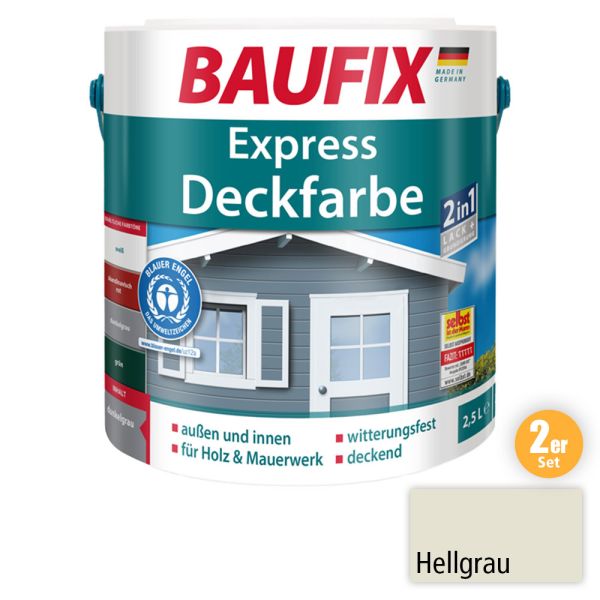 BAUFIX 2in1 Express Deckfarbe hellgrau 2,5 L 2- er Set