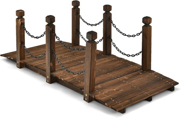 COSTWAY Holzbrücke mit Geländer