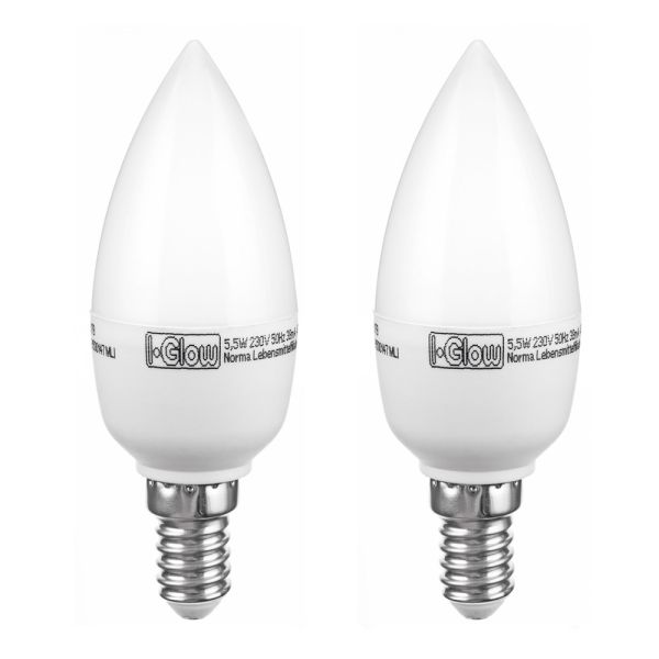 I-Glow LED-Kerze dimmbar E14 5,5W - 2er Set