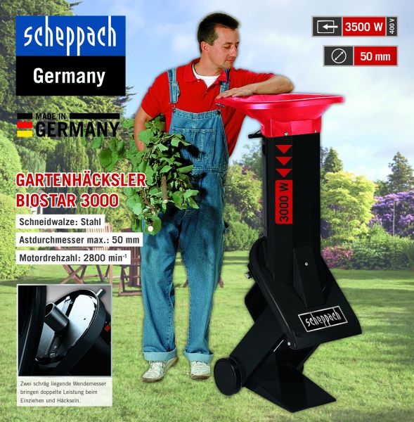 Scheppach Elektro-Gartenhäcksler Biostar 3000, 3,5 kW / 400V