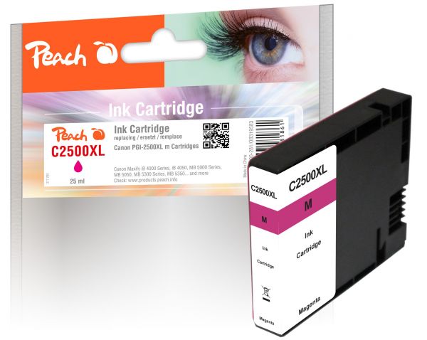 Peach XL-Tintenpatrone magenta mit Chip kompatibel zu Canon PGI-2500, PGI-2500M XL