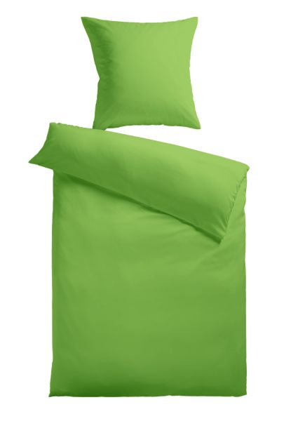 Baumwoll-Satin Bettwäsche Uni 80 x 80 + 135 x 200 cm, Farbe grün