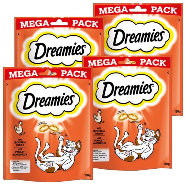 DREAMIES Portionsbeutel Mega Pack mit Huhn 180g - 4er Set