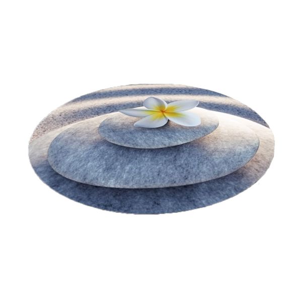 Santosini Weichschaum-Badematte, ca. Ø 70 cm - Blume auf Stein