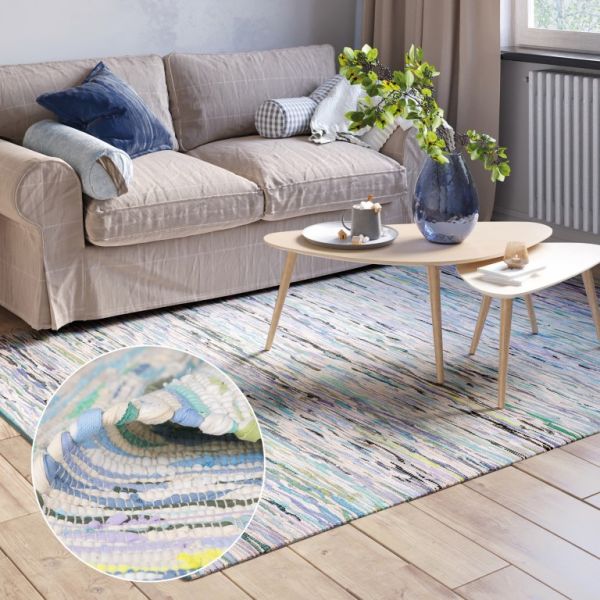 Teppich Saroya 170cm x 120cm, Farbe Blau Mix, rechteck