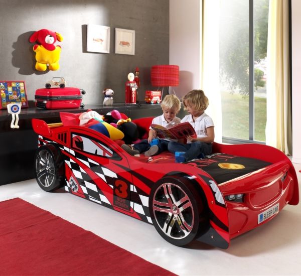 VIPACK - Autobett Night Speeder, Liegefläche 90 x 200 cm, Rot lackiert