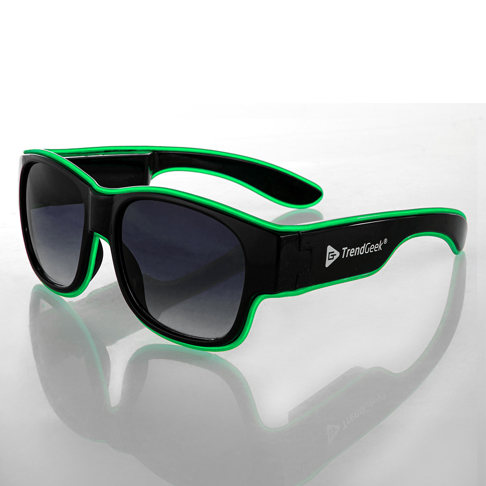 TrendGeek LED Partybrille, kabellos - Schwarz-Grün | Norma24