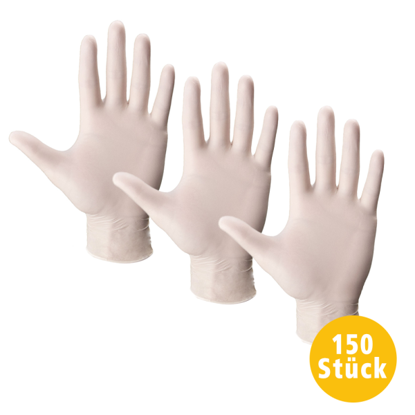 Multitec Latex-Handschuhe, Größe L - Weiß, 50er-Set, 3er-Set