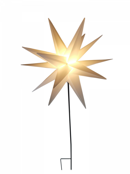 Star-Max LED-Kunststoff-Stern, Ø ca. 58 cm + ca. 90 cm Stab - Weiß