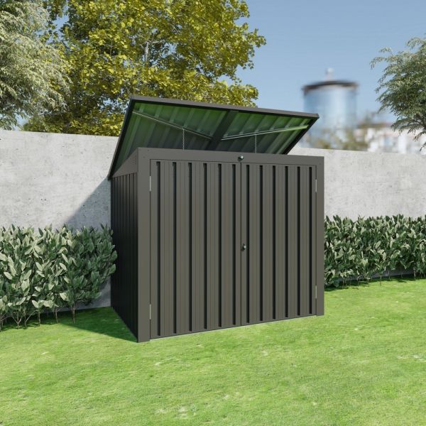 lovingHome® 2er Mülltonnenbox mit aufklappbaren Dach mit Schloss anthrazit