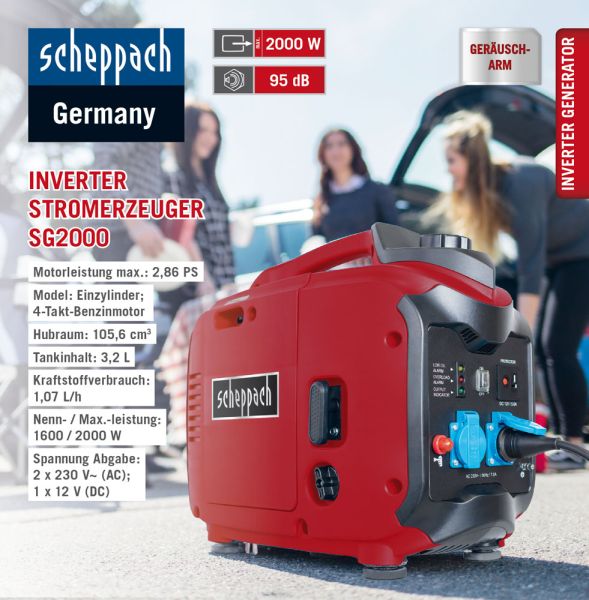Scheppach SG2000 Inverter Stromerzeuger 2000 W rot