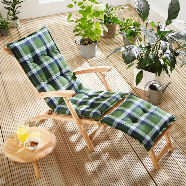 Solax-Sunshine Deckchair-Auflage, Karo-Blau-Grün