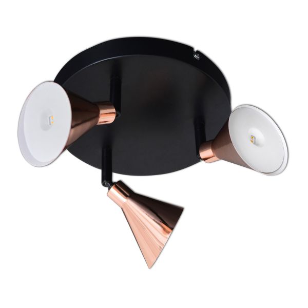 3er LED-Wand-u. Deckenspot "Copper" d:38cm