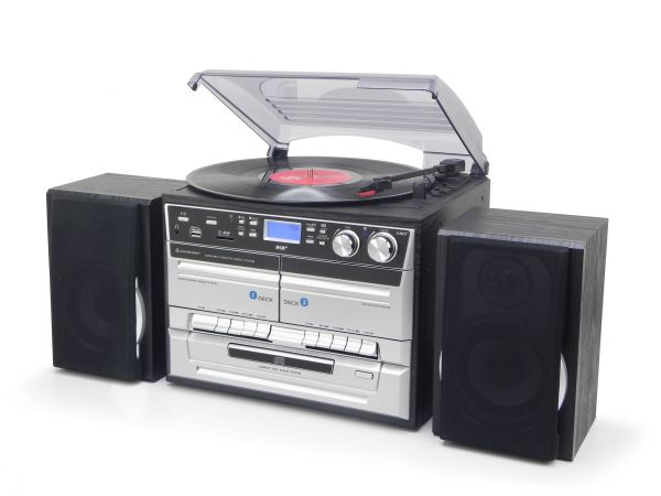 soundmaster Stereo-Musikcenter mit DAB+, Plattenspieler, CD/MP3, Doppeltes Kassettenfach und Encoding