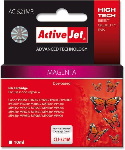 TIN ACTIVEJET AC-521MR Refill für Canon CLI-521M magenta