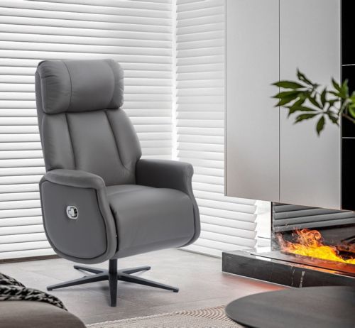 Happy Home Relaxsessel mit Liegefunktion dunkelgrau Lederoptik & schwarze Füße