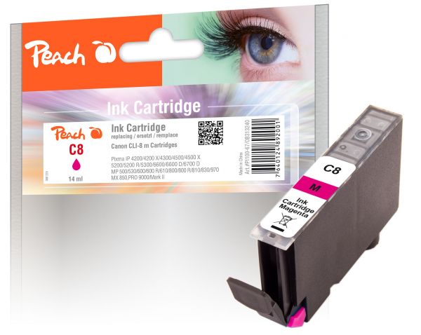 Peach Tintenpatrone magenta mit Chip,  kompatibel zu Canon CLI-8m, 0622B001