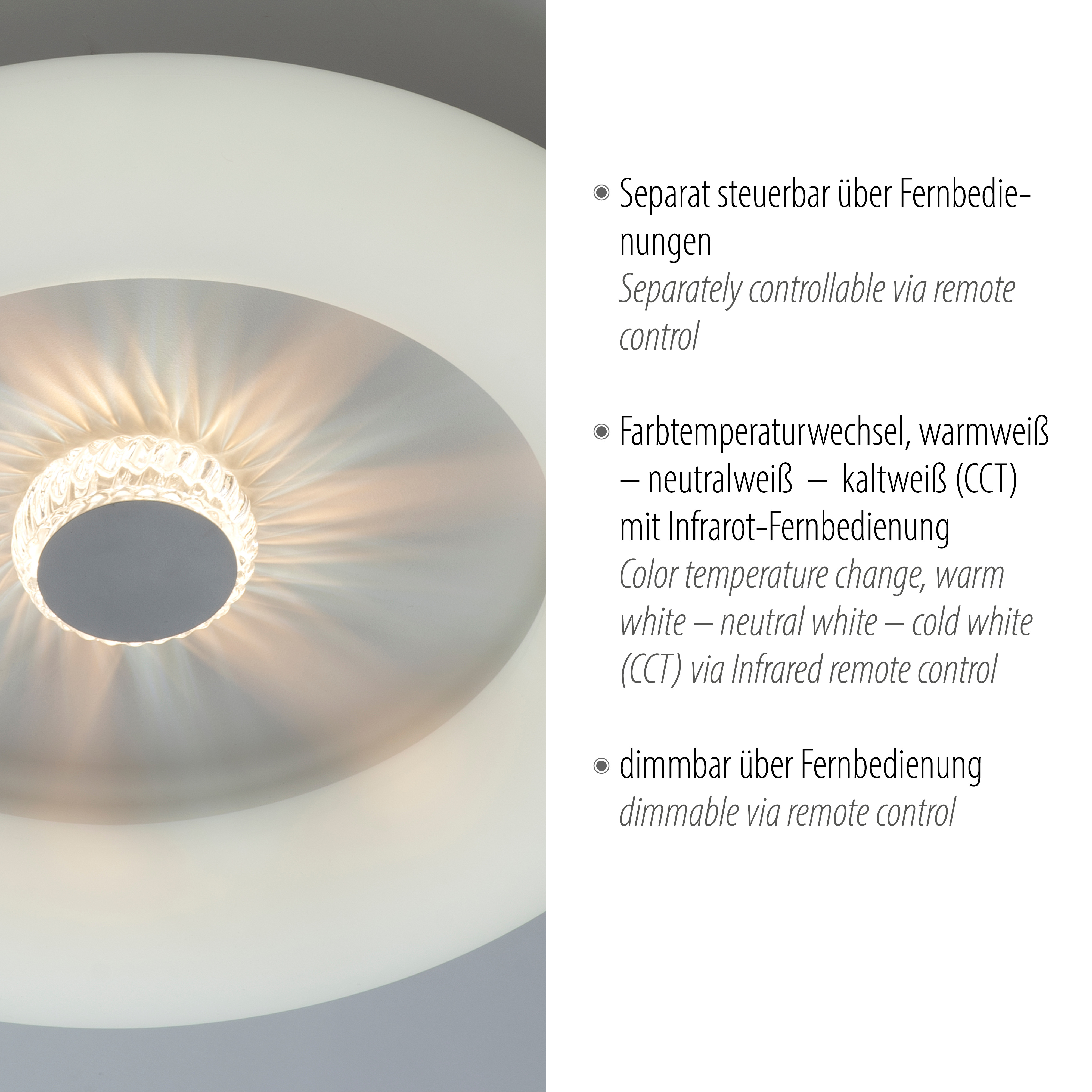 | Fernbedienung, Deckenleuchte LeuchtenDirekt Norma24 Ø50 LED cm, VERTIGO, CCT, dimmbar, IP20