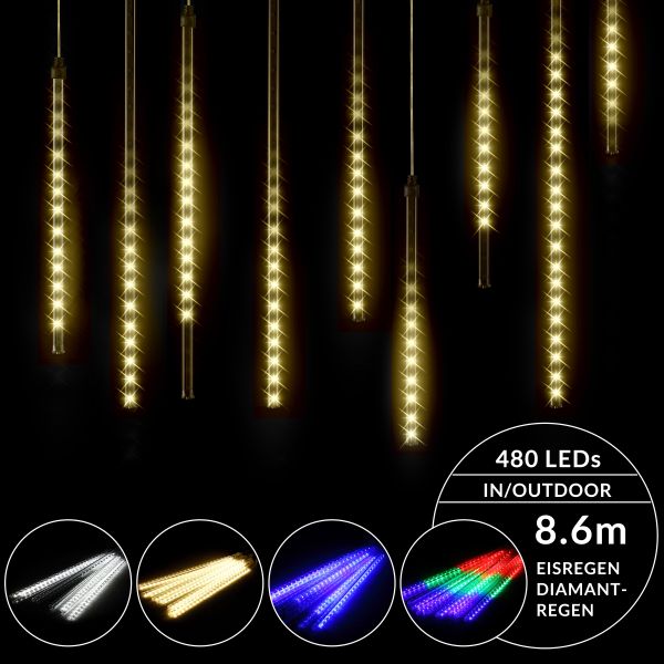 Lichterkette Diamantenregen 48 LED 6,6m, bunt