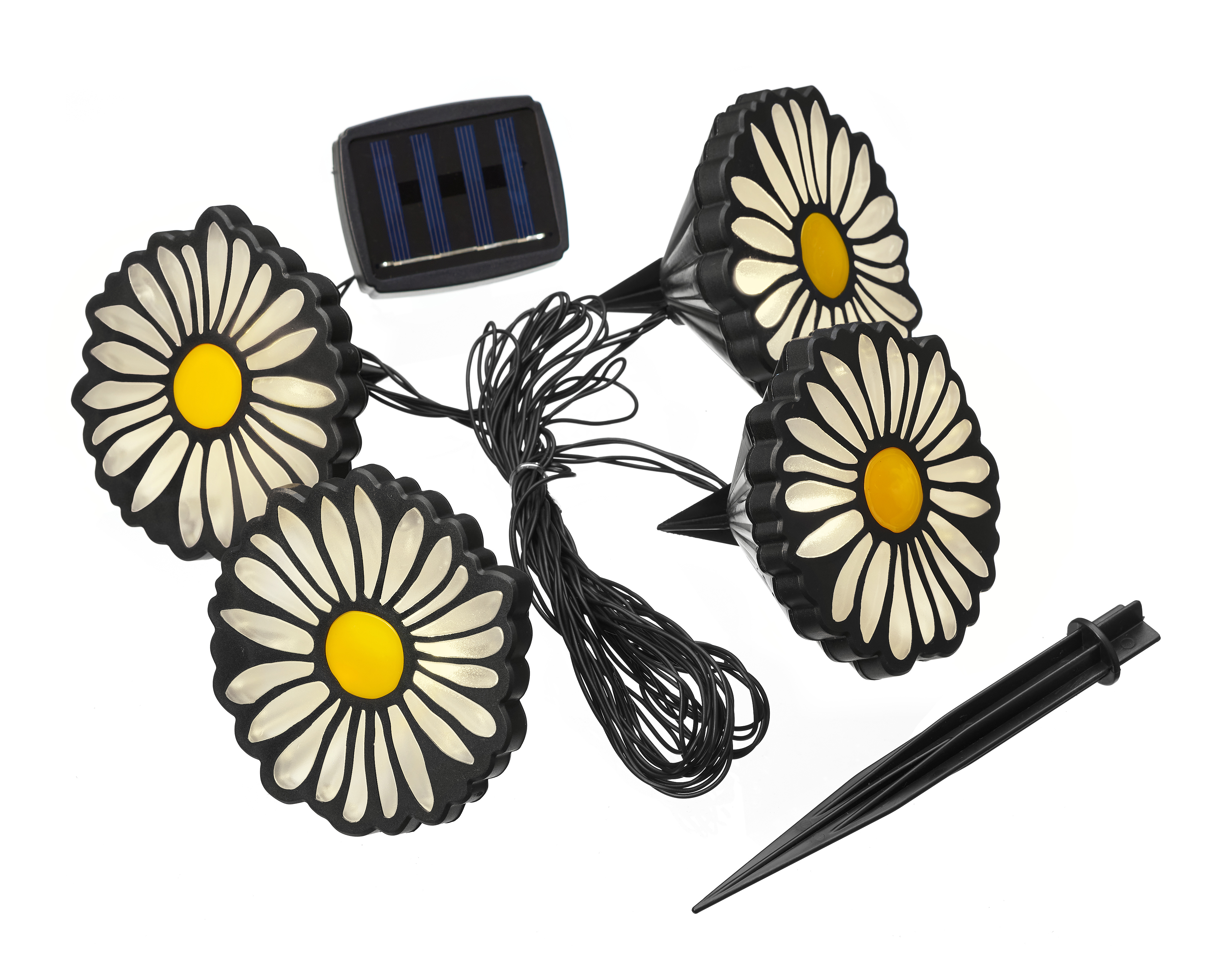 IC Gardenworld LED-Solar-Blumen, Warmweiß - 4er-Set