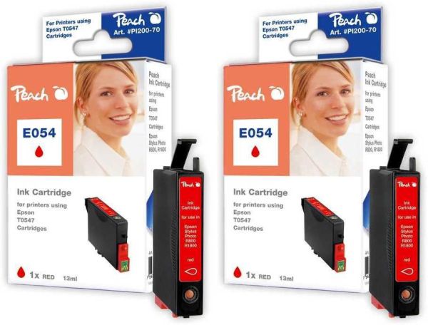 Peach Doppelpack Tintenpatronen rot kompatibel zu Epson T0547