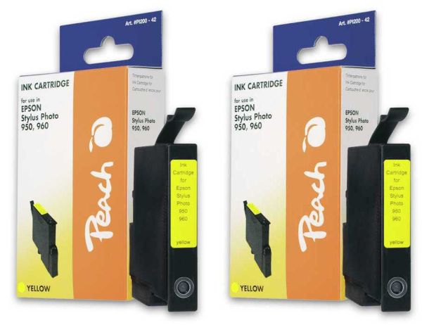 Peach Doppelpack Tintenpatronen gelb kompatibel zu Epson T0334