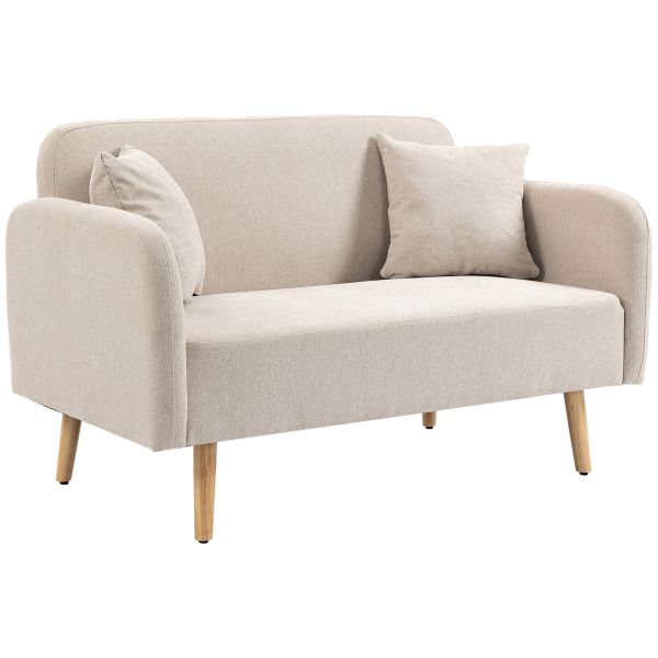 2 Sitzer Sofa Couch mit 2 Wurfkissen gepolsterter Doppelsofa mit Samtopik