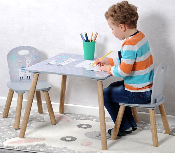 Kesper Kindertisch mit 2 Stühlen, weiß - 3er Set - Alpaka