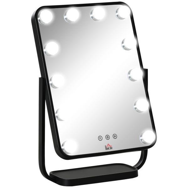 HOMCOM Schminkspiegel Hollywood Makeup Spiegel mit 12 Dimmer-LED-Leuchten 12W